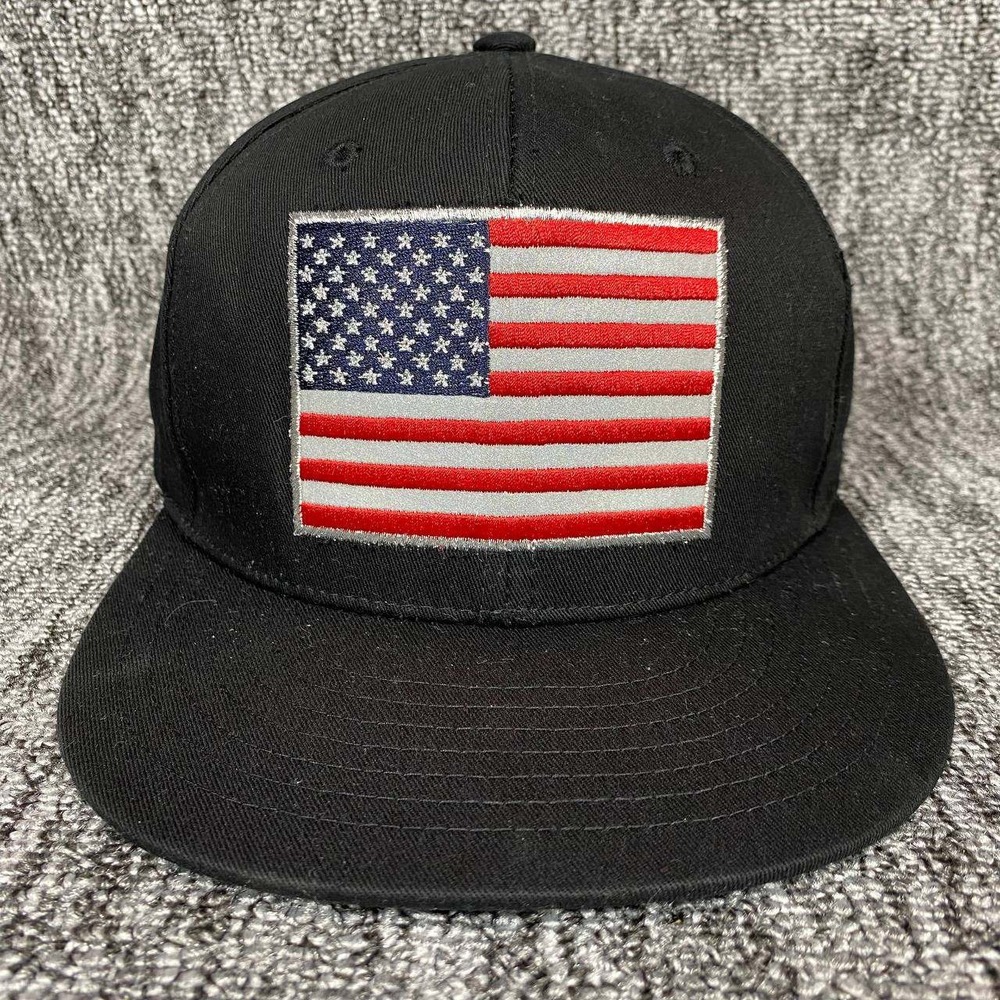 American Flag Stars Mens Hat Patriotic Flat Brim Cap KB ETHOS Snapback OS Black
